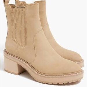 JCrew Nubuck Lug Sole Tan Heeled Boots